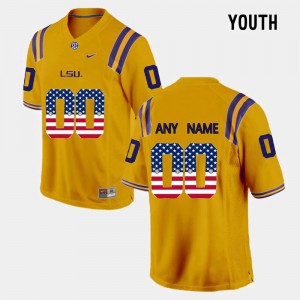 Youth LSU #00 Custom Gold US Flag Fashion Stitch Jerseys 493808-162