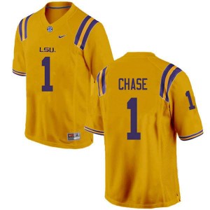Men's LSU #1 Ja'Marr Chase Gold Embroidery Jersey 185782-307