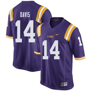 Men's Tigers #14 Drake Davis Purple Stitched Jersey 997170-414