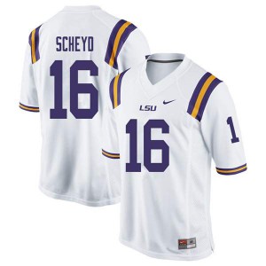 Mens Louisiana State Tigers #16 Tiger Scheyd White Player Jersey 208095-462