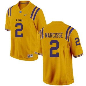 Men LSU Tigers #2 Lowell Narcisse Gold Stitched Jersey 836220-856