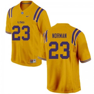 Mens LSU Tigers #23 Corren Norman Gold Embroidery Jersey 491997-917