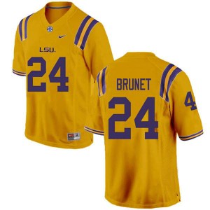 Mens LSU #24 Colby Brunet Gold Stitch Jersey 341434-784