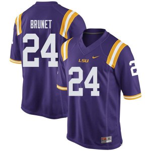 Men's Louisiana State Tigers #24 Colby Brunet Purple University Jersey 382257-623
