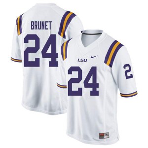 Men's LSU Tigers #24 Colby Brunet White Player Jersey 228379-143