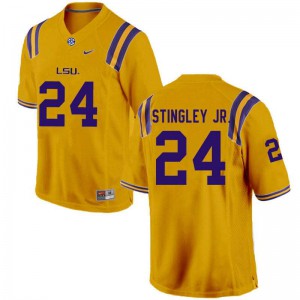 Men Louisiana State Tigers #24 Derek Stingley Jr. Gold Stitch Jersey 773789-875