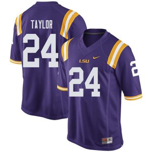 Men LSU Tigers #24 Tyler Taylor Purple Embroidery Jerseys 887135-333