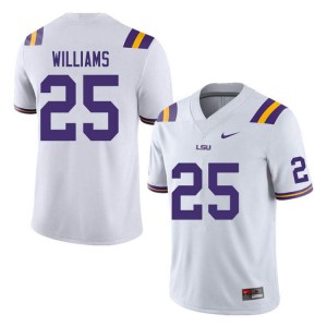 Mens Louisiana State Tigers #25 Josh Williams White Embroidery Jerseys 176449-855