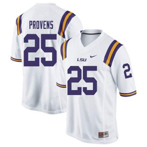 Men Louisiana State Tigers #25 Tae Provens White Official Jersey 197609-545