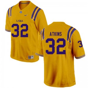 Mens Tigers #32 Avery Atkins Gold Embroidery Jerseys 487604-709