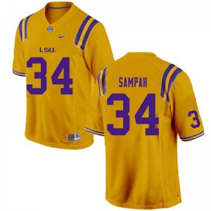 Mens LSU #34 Antoine Sampah Gold Stitched Jerseys 716886-670