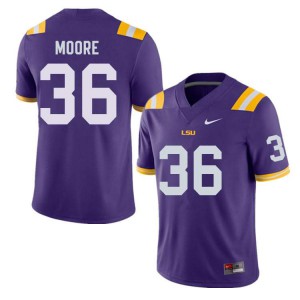 Men LSU #36 Derian Moore Purple Embroidery Jerseys 980607-636