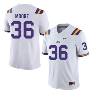 Men's LSU #36 Derian Moore White Stitch Jersey 793720-218