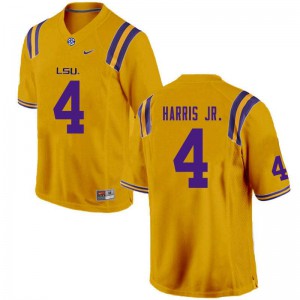 Mens LSU #4 Todd Harris Jr. Gold Embroidery Jerseys 200439-386