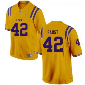 Men's LSU #42 Hunter Faust Gold Alumni Jersey 875230-561