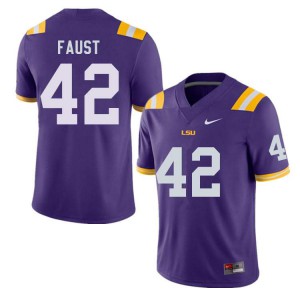 Men's Louisiana State Tigers #42 Hunter Faust Purple Official Jersey 837462-457