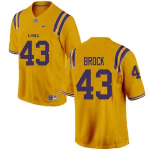 Mens LSU Tigers #43 Matt Brock Gold Stitch Jerseys 476764-938