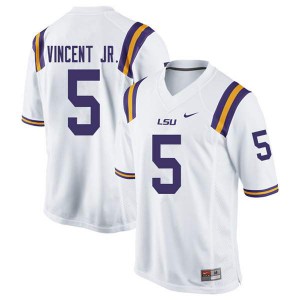 Men's LSU #5 Kary Vincent Jr. White Football Jersey 122276-413