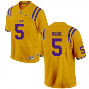 Mens LSU #5 Koy Moore Gold Embroidery Jersey 158890-898