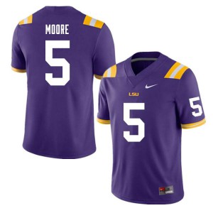 Men LSU #5 Koy Moore Purple Embroidery Jerseys 102403-577