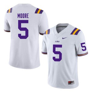 Men Louisiana State Tigers #5 Koy Moore White NCAA Jersey 843889-715