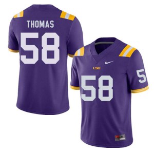 Mens LSU Tigers #58 Kardell Thomas Purple Stitched Jerseys 977289-992