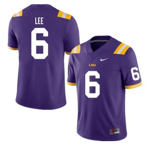 Mens LSU #6 Devonta Lee Purple NCAA Jerseys 208378-533