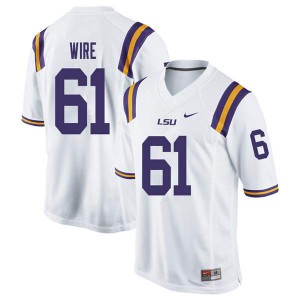 Men LSU #61 Cameron Wire White Official Jersey 989256-543