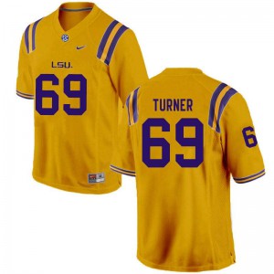 Men's LSU #69 Charles Turner Gold Official Jerseys 532736-916