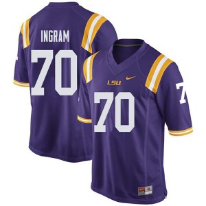 Men's LSU #70 Ed Ingram Purple Official Jerseys 166370-823