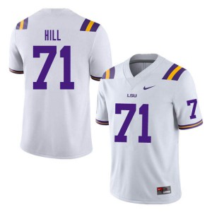 Mens Louisiana State Tigers #71 Xavier Hill White High School Jersey 955013-907