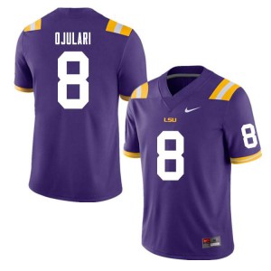 Mens Louisiana State Tigers #8 BJ Ojulari Purple Embroidery Jersey 369209-853