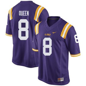 Men's LSU #8 Patrick Queen Purple Embroidery Jerseys 456402-744
