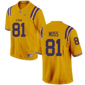 Men's Louisiana State Tigers #81 Thaddeus Moss Gold Stitch Jersey 301721-272