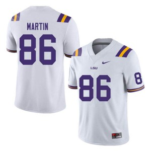 Mens Louisiana State Tigers #86 Michael Martin White Stitched Jerseys 291424-876