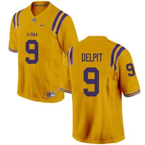 Men's LSU #9 Grant Delpit Gold Stitched Jerseys 859235-409