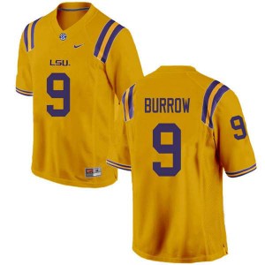 Mens Louisiana State Tigers #9 Joe Burrow Gold University Jersey 469488-143