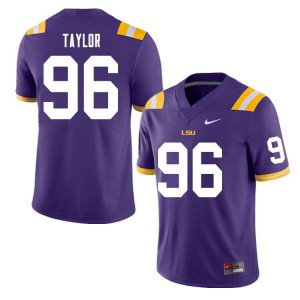 Men LSU #96 Eric Taylor Purple Stitch Jerseys 272027-796