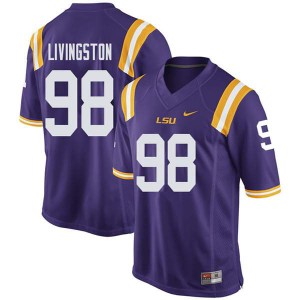 Men's LSU #98 Dominic Livingston Purple Player Jerseys 302596-870