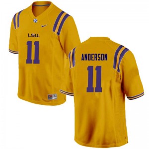 Men's LSU #11 Dee Anderson Gold Stitch Jerseys 319184-140