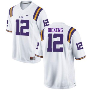 Men's Louisiana State Tigers #12 Micah Dickens White Embroidery Jersey 511085-538