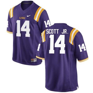 Men's LSU Tigers #14 Lindsey Scott Jr. Purple University Jerseys 235239-376