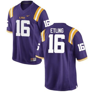 Men LSU Tigers #16 Danny Etling Purple Stitched Jerseys 503752-686