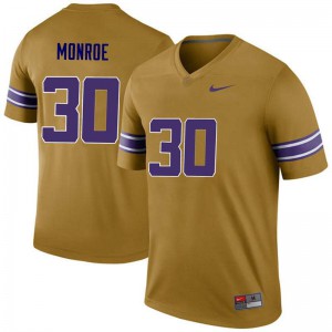 Men's Louisiana State Tigers #30 Eric Monroe Gold Legend Embroidery Jerseys 180116-404