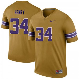 Men Louisiana State Tigers #34 Reshaud Henry Gold Legend University Jersey 215965-743