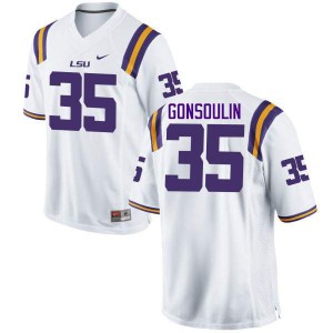 Men's Louisiana State Tigers #35 Jack Gonsoulin White Embroidery Jerseys 923974-369