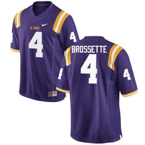 Men's Louisiana State Tigers #4 Nick Brossette Purple Embroidery Jerseys 337021-975