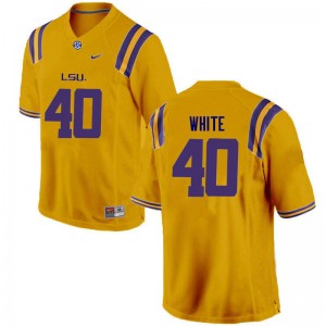 Men's Louisiana State Tigers #40 Devin White Gold Embroidery Jerseys 833625-435