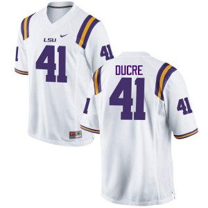 Mens Louisiana State Tigers #41 David Ducre White Football Jersey 249469-982