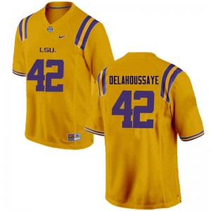 Men's LSU Tigers #42 Colby Delahoussaye Gold Stitch Jerseys 330443-300